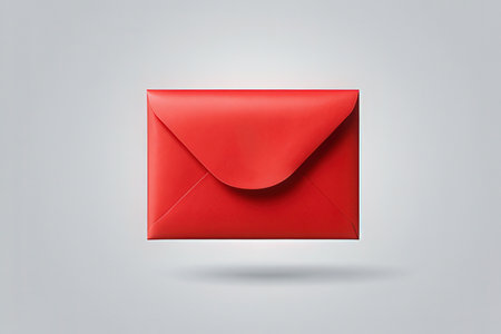 Red Envelope isolated on gray background. 3d rendering.の写真素材
