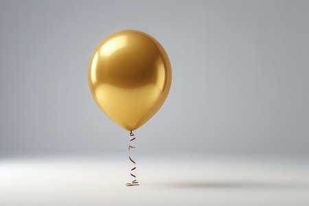 Gold balloon on a white background. 3d rendering, 3d illustration.の写真素材