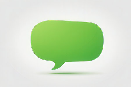 Green speech bubble icon isolated on white background. 3d illustration.の写真素材