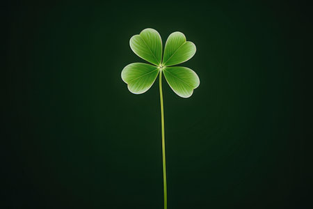 four-leaf clover on a dark background with space for text