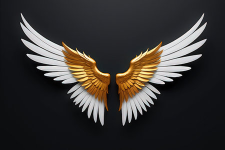 3d rendering of an angel wings on a black background with space for text