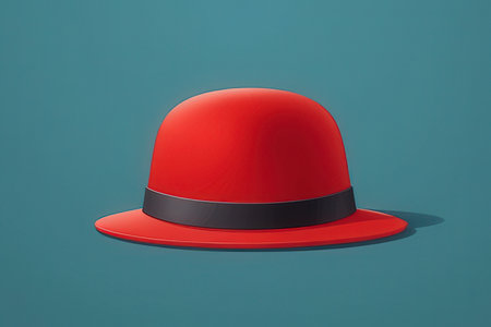 Red hat on a blue background. 3D rendering. Illustration.の写真素材