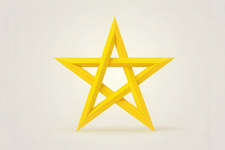 Yellow star on a white background. 3D rendering. Illustration.