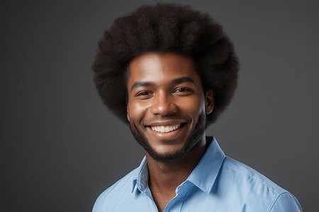 Portrait of young african american man with afro hairstyleのeditorial素材