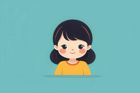 Cute little girl cartoon character. Vector illustration in flat design.の写真素材