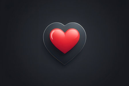 Red heart on black background. Valentines day concept. 3D Rendering