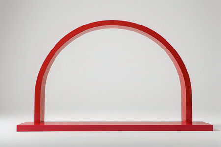 3d rendering of a red arch on a white background with copy spaceの写真素材