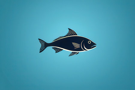 Illustration of a fish isolated on a blue background with space for text