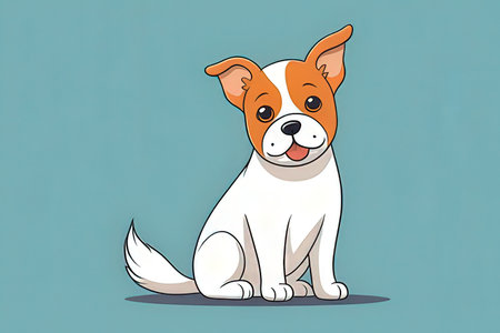 Jack russell terrier sitting on blue background. Vector illustration.の写真素材