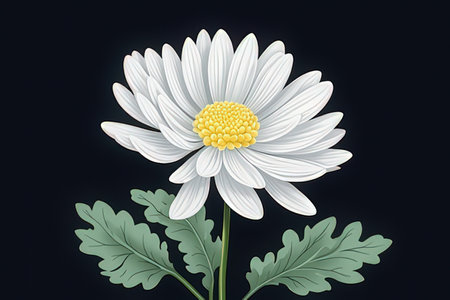 White chamomile on a black background. Vector illustration.の写真素材