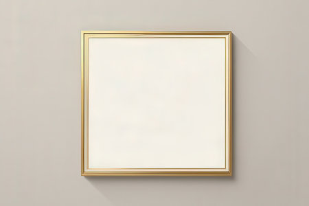 blank picture frame on the wall, 3d render illustration mock up