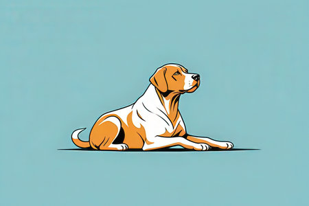 Illustration of a dog sitting on the floor. Vector illustration.