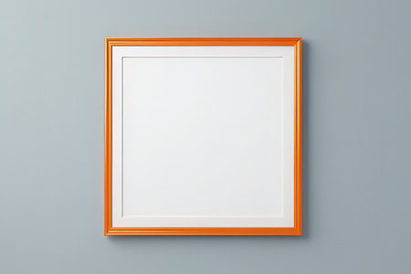 Orange picture frame on gray background. 3d rendering. Mock upの写真素材