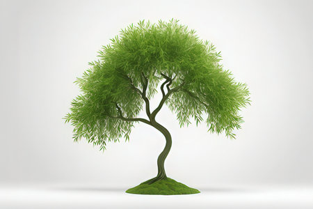 Green tree isolated on white background. 3d rendering. Computer digital drawing.の写真素材