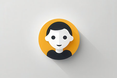 Illustration of a person with a smiley face in a circleの写真素材