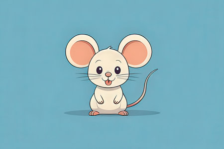Cute cartoon mouse isolated on blue background. Vector Illustration.の写真素材