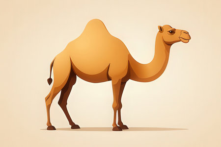 Illustration of camel on a beige background. Cartoon style.の写真素材