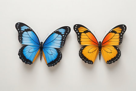 Butterfly on a white background. 3d rendering. Computer digital drawing.