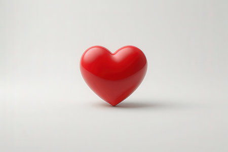 Red heart on a white background. 3d rendering, 3d illustration.の写真素材