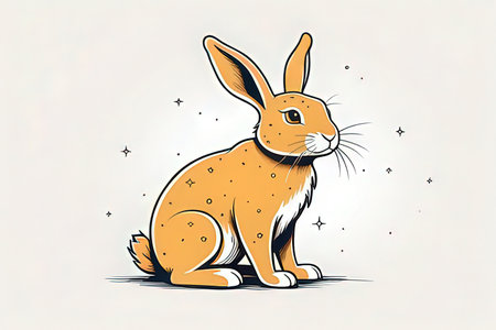 Rabbit vector illustration. Hand drawn doodle style. Vector illustration.の写真素材