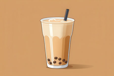 Iced coffee in a glass with a straw. Vector illustration.の写真素材