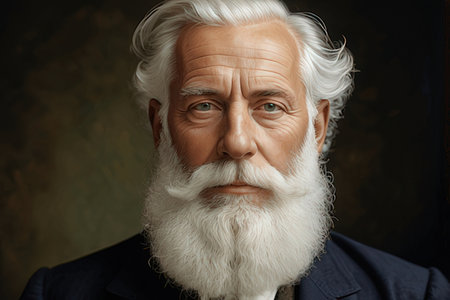Portrait of an old man with a white beard and mustache.の写真素材