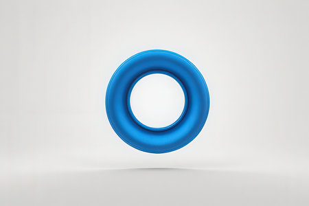 Blue circle on a white background. 3d rendering. Computer digital drawing.