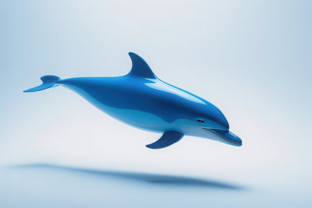 Blue dolphin on a blue background. 3d rendering. 3d illustration.の写真素材