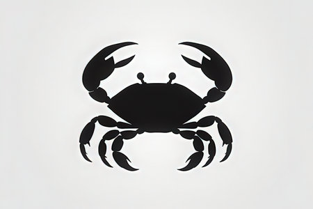 Crab silhouette isolated on white background. 3D rendering illustration.の写真素材