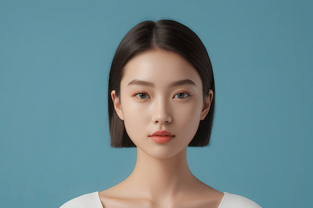 Beautiful young asian woman with clean fresh skin. Face care, Facial treatment, Cosmetology, beauty and spa, Asian women portrait.のeditorial素材