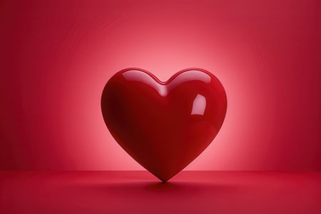 Red heart on a red background. 3d rendering, 3d illustration.