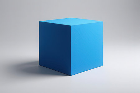 Blue cube on a white background. 3d rendering, 3d illustration.
