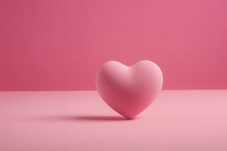 Pink heart on pink background. Valentine's day concept. 3D Renderingの写真素材