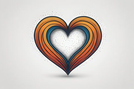 Heart shape made of colorful lines on white background. Vector illustration.の写真素材