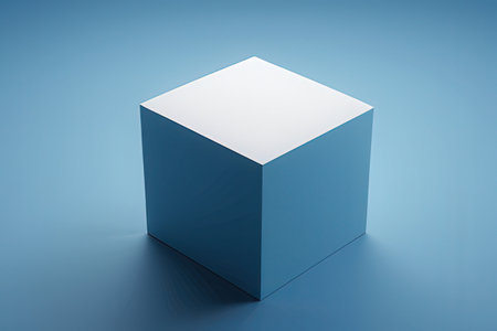 3d rendering of a blue cube isolated on blue studio background.
