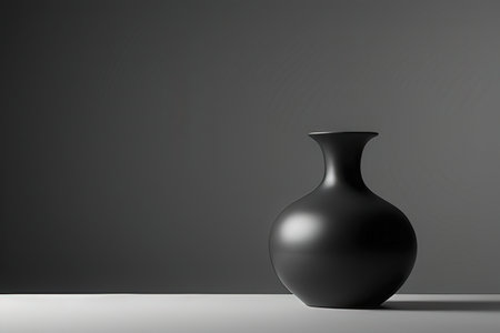 Black vase on a gray background. 3d rendering mock upの写真素材