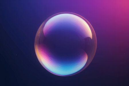 Soap bubble on a blue background. 3d rendering, 3d illustration.