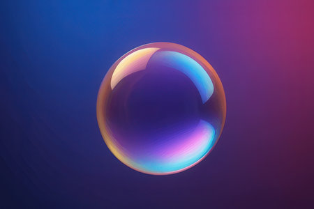 Colorful soap bubble on blue background. 3d render illustration.