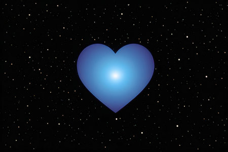Blue heart on the starry sky. 3D rendering. Illustration.の写真素材