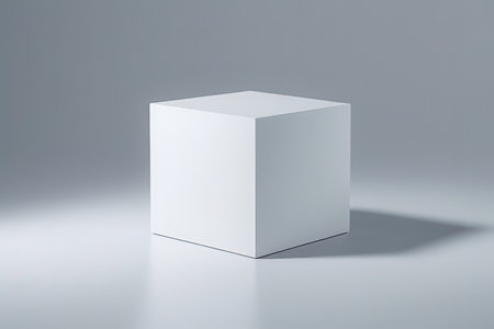 Blank white box on a gray background. 3d rendering.