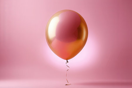 Pink balloon on a pink background. 3d rendering, copy space.の写真素材