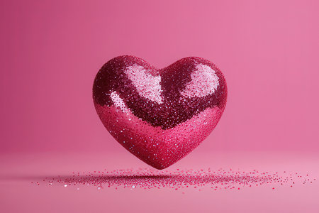 Valentine's Day background with glitter heart. 3d rendering
