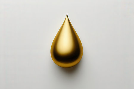 3d rendering of a golden oil drop on a white background.の写真素材