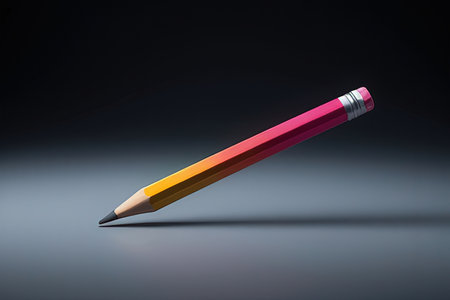 Pencil with eraser on a dark background. 3d rendering