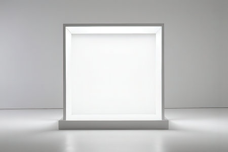 Blank picture frame on a white wall. 3d rendering.