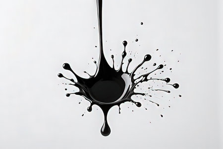 Black paint splashes isolated on white background. Black paint splashes.の写真素材