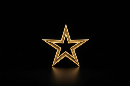 Gold star on a black background. 3d rendering, 3d illustration.