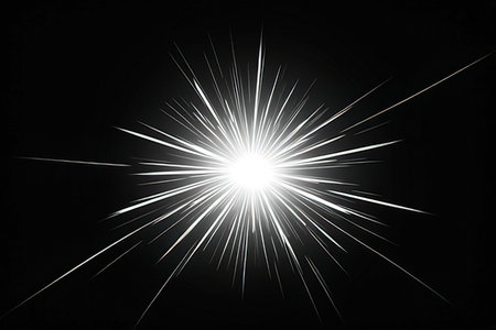 abstract star burst on a black background. Radial rays of light.の写真素材