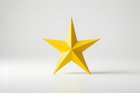 Golden star on a white background. 3d rendering, 3d illustration.の写真素材