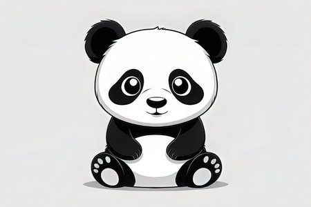 cute panda sitting on white background, illustration in vector formatの写真素材